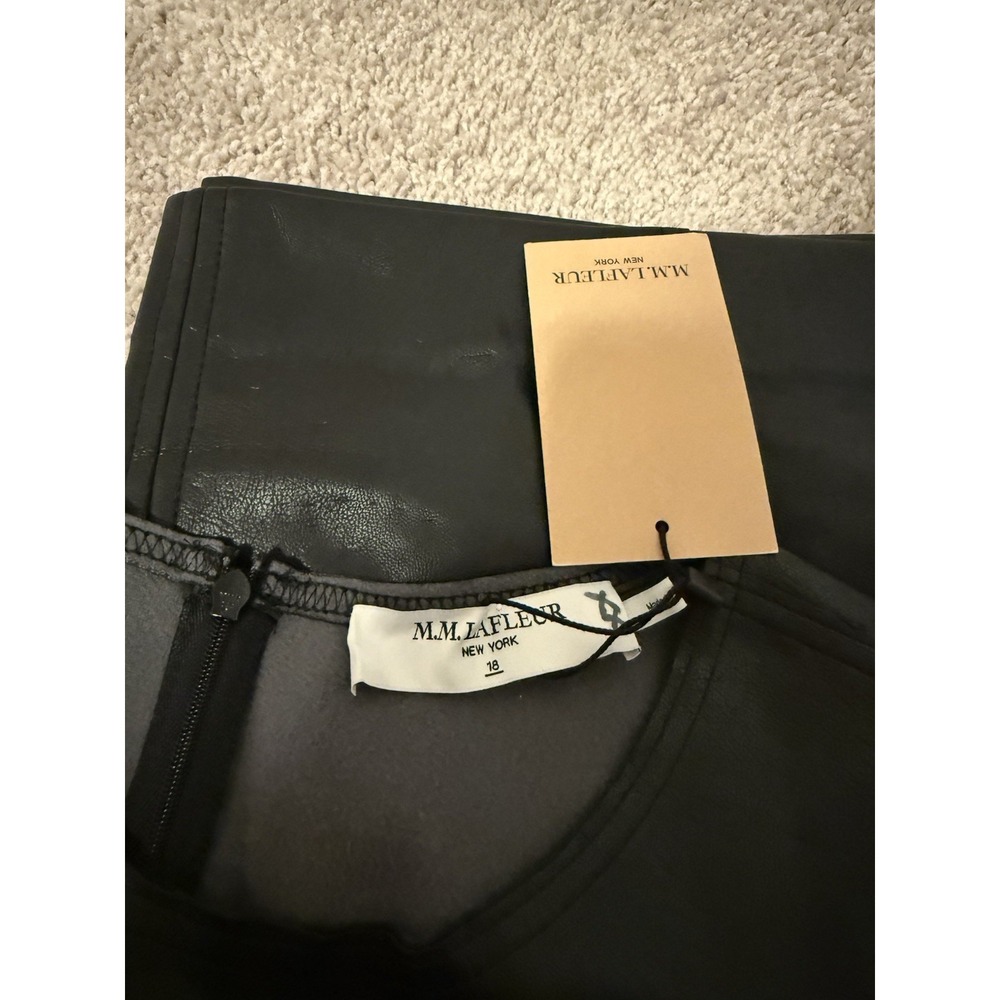NWT MM LaFleur The Chloe Dress - Vegan Leather black Shift Dress Size 18 - Picture 5 of 5